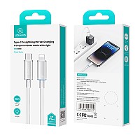 USAMS καλώδιο Lightning σε USB-C US-SJ659, 30W, 480Mbps, 1.2m, λευκό SJ659USB02