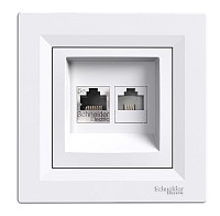 SCHNEIDER ELECTRIC επιτοίχια πρίζα δικτύου RJ45 & RJ12 Asfora EPH4900121 EPH4900121