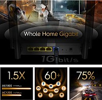 CUDY Wi-Fi 6 mesh router X6, AX1800 1800Mbps, 5x Ethernet ports X6