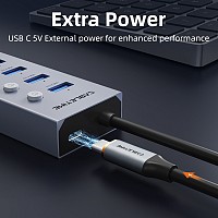 CABLETIME USB hub CT-HUBU7-AG, 7x θυρών, 5Gbps, USB σύνδεση, 1m, γκρι CT-HUBU7-AG