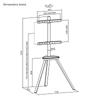 BRATECK βάση δαπέδου FS35-44F-02 για τηλεόραση 45-65 έως 40kg, με ράφι FS35-44F-02