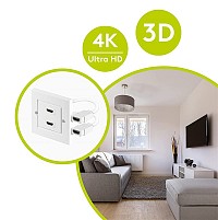 GOOBAY πρίζα τοίχου 2x HDMI 51723, gold-plated, 4K 3D, λευκή 51723