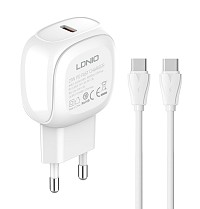 LDNIO φορτιστής τοίχου A1206C με καλώδιο USB-C, 1x USB-C, 27W PD, λευκός 6933138600740
