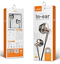LDNIO earphones με μικρόφωνο HP09, 3.5mm σύνδεση, Φ13mm, 1.2m, ροζ χρυσό 6933138600696