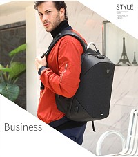 ARCTIC HUNTER τσάντα πλάτης B00208 με θήκη laptop 15.6, λουκέτο TSA, 24L, γκρι B00208-DG
