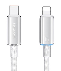 USAMS καλώδιο Lightning σε USB-C US-SJ659, 30W, 480Mbps, 1.2m, λευκό SJ659USB02