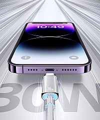 USAMS καλώδιο Lightning σε USB-C US-SJ659, 30W, 480Mbps, 1.2m, λευκό SJ659USB02