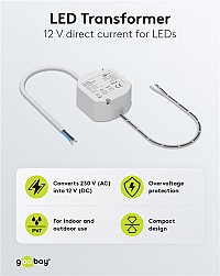 GOOBAY μετασχηματιστής LED 59575, 12V/1A, 12W, IP65 59575