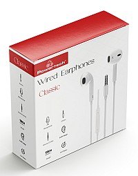 POWERTECH earphones με μικρόφωνο Classic, 3.5mm σύνδεση, 1.2m, λευκά PT-1031