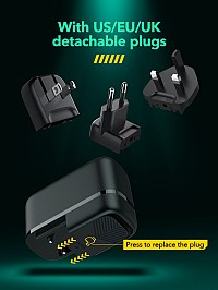 LDNIO φορτιστής τοίχου Q367 με καλώδιο USB-C, 3x USB-C, 65W, GaN, μαύρος 6933138601396