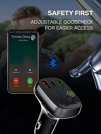 LDNIO FM Transmitter & φορτιστής C704Q, 2x USB/1x USB-C, 36W, Bluetooth, μαύρο 6933138690666