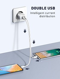 LDNIO φορτιστής τοίχου A2218 με καλώδιο USB-C, 2x USB, 12W, λευκός 6933138691120