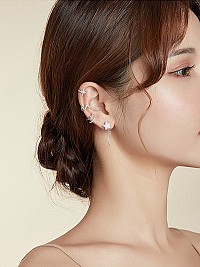 BAMOER σκουλαρίκι cuff SCE999-A με κυβική ζιρκόνια, ασήμι 925, ασημί SCE999-A
