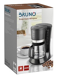 BRUNO καφετιέρα φίλτρου BRN-0086, 680W, έως 12 φλυτζάνια, 1.2L, μαύρη BRN-0086