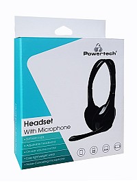POWERTECH Headphones με μικρόφωνο PT-734 105dB, 40mm, 3.5mm, 1.8m, μαύρο PT-734