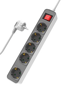 POWERTECH πολύπριζο ασφαλείας PT-1057, 5x schuko, 16A, 1.4m, λευκό PT-1057