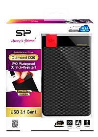 SILICON POWER Εξωτερικός HDD 4TB Diamond D30 D3L, USB 3.1, Black SP040TBPHDD3LS3K