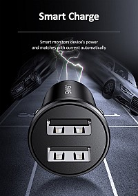 USAMS φορτιστής αυτοκινήτου C20, 2x USB, 2.4A, μαύρο CC114TC01
