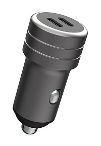 POWERTECH φορτιστής αυτοκινήτου PT-1149, 2x USB-C, 100W PD, γκρι PT-1149