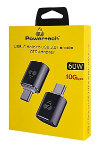 POWERTECH αντάπτορας USB-C σε USB 3.0 PTR-0148, 10 Gbps, 60W, γκρι PTR-0148