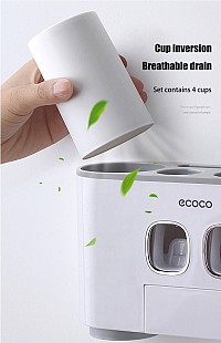 ECOCO Διανεμητής οδοντόκρεμας με βάσεις οδοντόβουρτσας και ποτήρια E1802 E1802