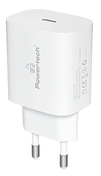 POWERTECH φορτιστής τοίχου PT-1091, USB-C, PD 20W, λευκός PT-1091