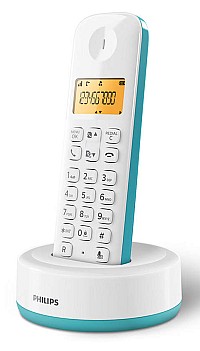 PHILIPS ασύρματο τηλέφωνο D1601T-34, με ελληνικό μενού, λευκό-πράσινο D1601T-34