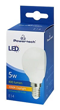 POWERTECH LED Λάμπα Mini Globe E14-007 5W, 3000K, E14, Samsung LED, IC E14-007