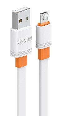 CELEBRAT καλώδιο micro USB σε USB CB-33M, flat, 10.5W, 1m, λευκό CB-33A-M-WH