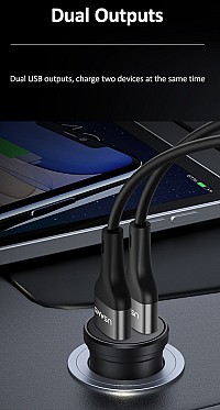 USAMS φορτιστής αυτοκινήτου C20, 2x USB, 2.4A, μαύρο CC114TC01
