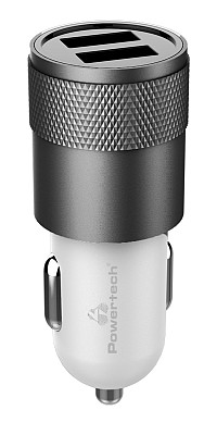 POWERTECH φορτιστής αυτοκινήτου PT-798, 2x USB, 2.1A, γκρι PT-798