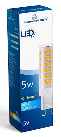 POWERTECH LED λάμπα G9-0001 5W, 4000K, G9, 450lm, RC G9-0001