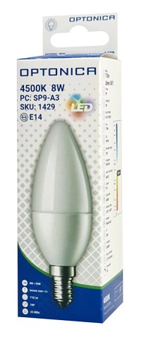 OPTONICA LED λάμπα candle C37 1429, 8W, 4500K, 710lm, E14 OPT-1429