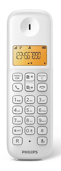 PHILIPS ασύρματο τηλέφωνο D1601W-34, με ελληνικό μενού, λευκό D1601W-34