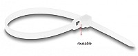 DELOCK reusable δεματικά καλωδίων 18642, 200x4.8mm, λευκά, 100τμχ 18642