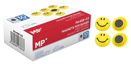 MP μαγνήτης smiley face PA488-03, 30mm, κίτρινος, 12τμχ PA488-03