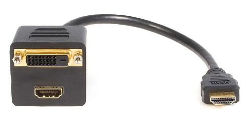 POWERTECH αντάπτορας HDMI σε HDMI & DVI CAB-H168, 4K/30Hz, 30cm, μαύρος CAB-H168