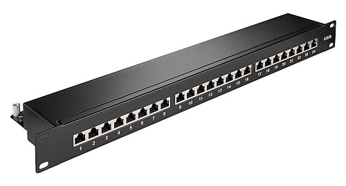 GOOBAY patch panel 90854, 19"/1U, 24x ports, CAT 6a STP, μαύρo 90854