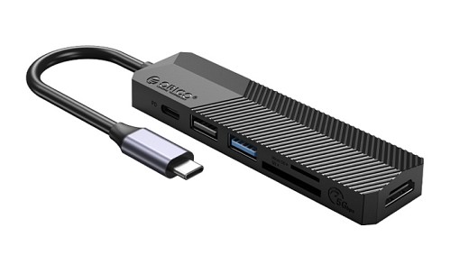 ORICO docking station MDK-6P, 6 θυρών, USB-C σύνδεση, 55W PD, 4K, μαύρο MDK-6P-BK-BP