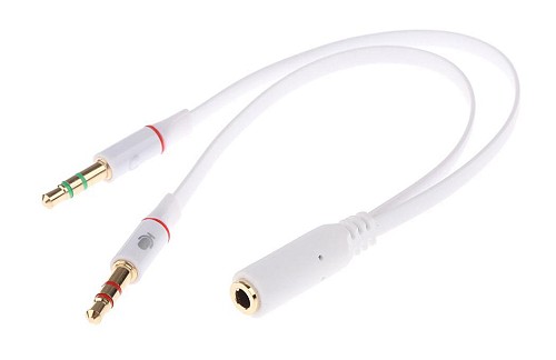 POWERTECH καλώδιο 2x 3.5mm σε 3.5mm θηλυκό CAB-J048, 0.2m, λευκό CAB-J048