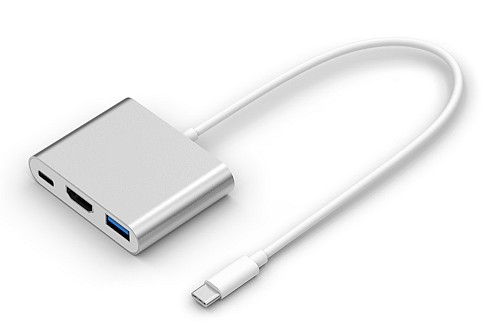 POWERTECH docking station CAB-UC004, 3 θυρών, USB-C σύνδεση, ασημί CAB-UC004