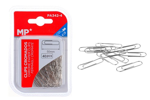 MP μεταλλικοί συνδετήρες PA342-4, 50mm, 40τμχ, ασημί PA342-4