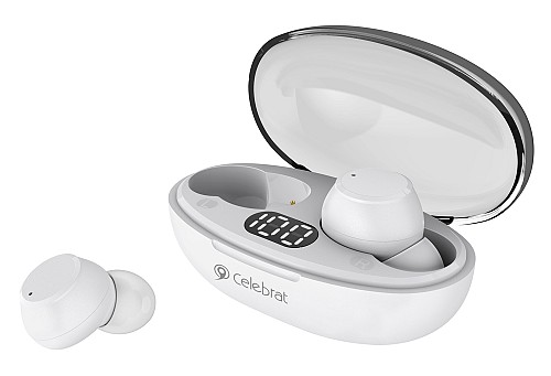 CELEBRAT earphones με θήκη φόρτισης TWS-W32, True Wireless, Φ8mm, λευκά W32-WH
