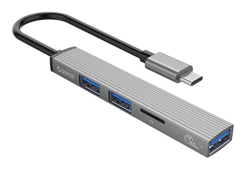 ORICO USB hub AH-12F με card reader, 3 θυρών, 5Gbps, USB-C σύνδεση, γκρι AH-12F-GY-BP