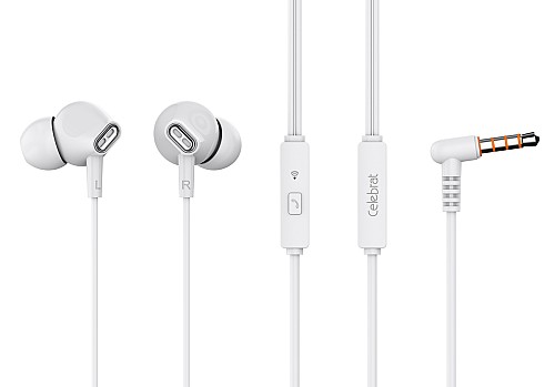CELEBRAT earphones με μικρόφωνο G21, 3.5mm σύνδεση, Φ12mm, 1.2m, λευκά G21-WH