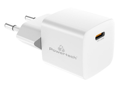 POWERTECH φορτιστής τοίχου PT-1223, USB-C, 20W, λευκός PT-1223