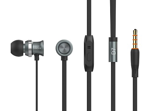 CELEBRAT earphones με μικρόφωνο D7, 3.5mm σύνδεση, Φ10mm, 1.2m, μαύρα D7-BK