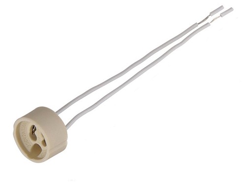 Ντουί λάμπας GΖ10/GU10 με καλώδια DX-100A, 250V 2A, κεραμικό, λευκό DX-100A