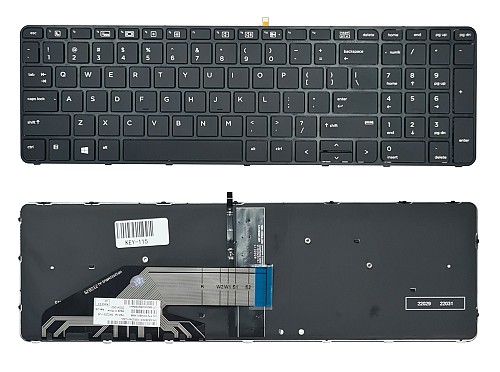 Πληκτρολόγιο για HP ProBook 650 G2 KEY-115 με backlight, μαύρο KEY-115
