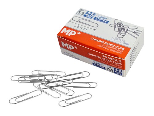 MP μεταλλικοί συνδετήρες PA486A-S, 25mm, 100τμχ, ασημί PA486A-S